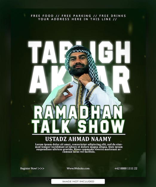 Diseño de carteles musulmanes de Ramadán Maulid Talkshow.