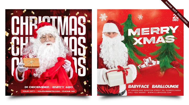 Diseño de carteles o folletos de Navidad PSD
