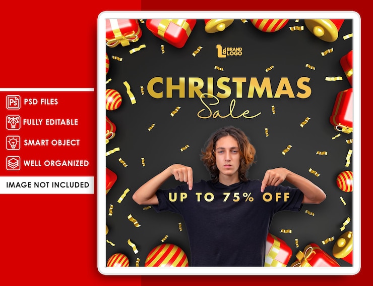 PSD diseño de carteles o pancartas de ventas navideñas