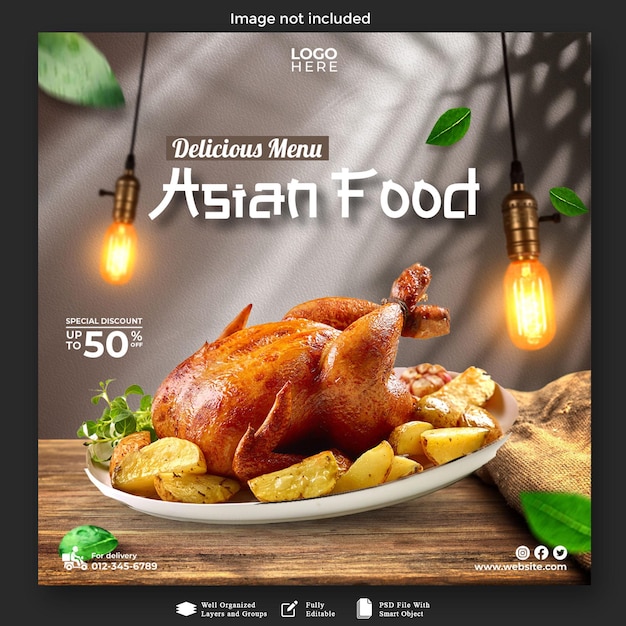 Diseño de carteles promocionales de alimentos en redes sociales