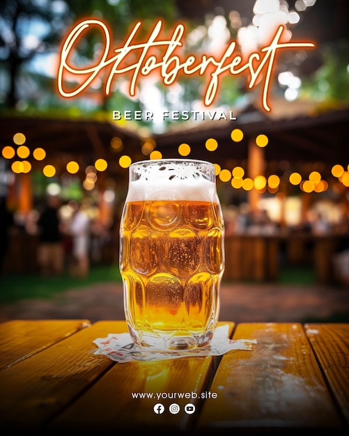 PSD diseño de carteles para las redes sociales del festival de cerveza oktoberfest