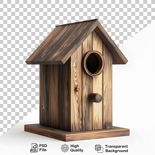 Diseño de casa de pájaros de madera en fondo transparente con archivo png