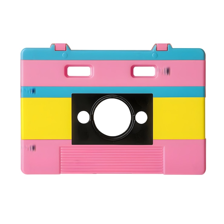 PSD diseño de casete retro colorido con vibraciones vintage perfecto para temas de música, arte y cultura pop