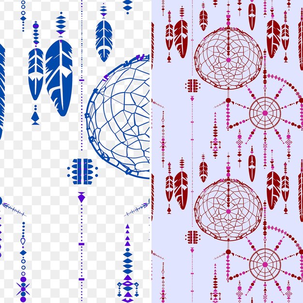 PSD diseño de cazador de sueños nativo americano con una red como azulejos sin costura cen arte antiguo tradicional