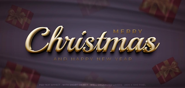 Diseño de celebración de feliz navidad con número editable efecto de estilo 3d