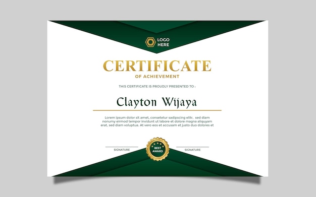 diseño de certificado simple moderno a4 certificado de lujo color dorado 2