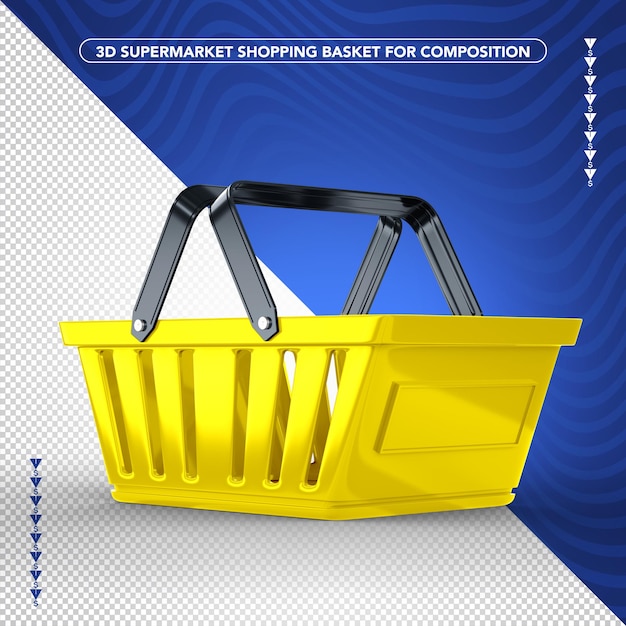 Diseño de cesta de la compra lateral de supermercado amarillo