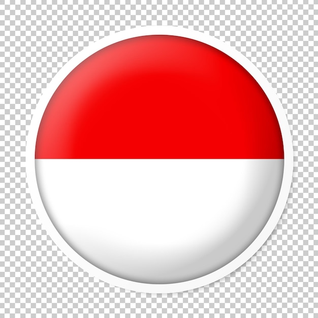 diseño de círculo de bandera de indonesia con marco blanco y círculo de efecto de sombra bandera de indonesia