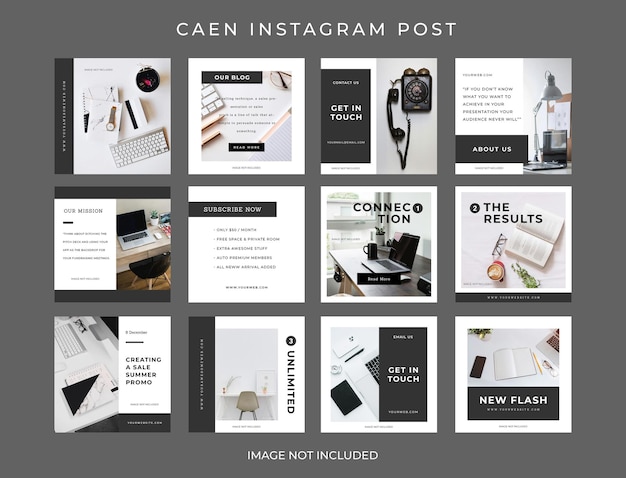 Diseño de la colección de plantillas de publicaciones de Instagram de PSD Caen Technology