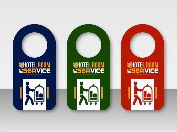 PSD diseño de colgadores de puertas para el servicio de habitaciones de hoteles