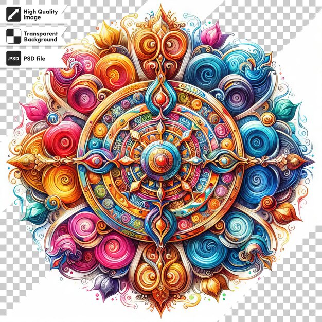 PSD un diseño colorido de un mandala con un círculo de flores