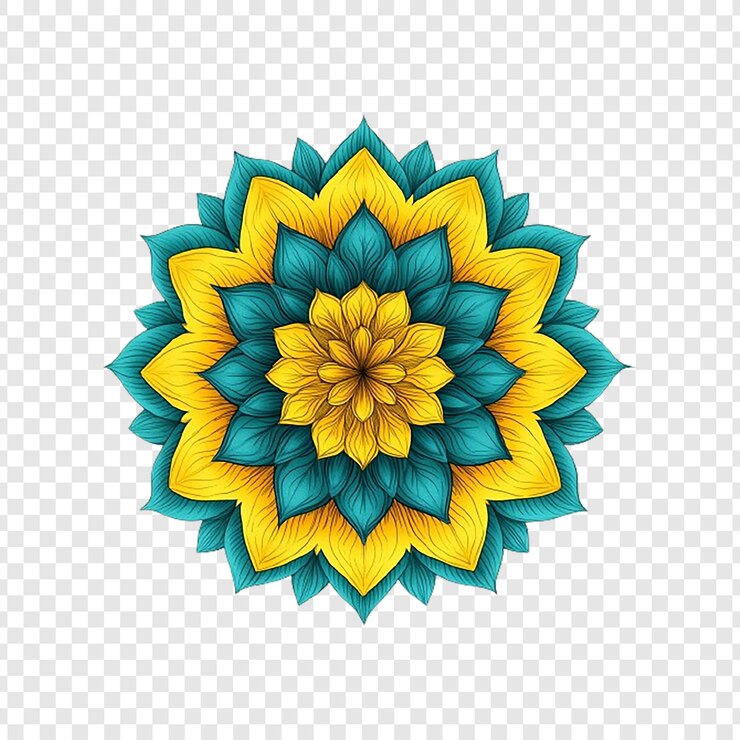 PSD un diseño colorido de mandala en un fondo transparente