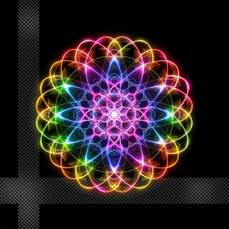 PSD diseño colorido de mandala con fondo transparente