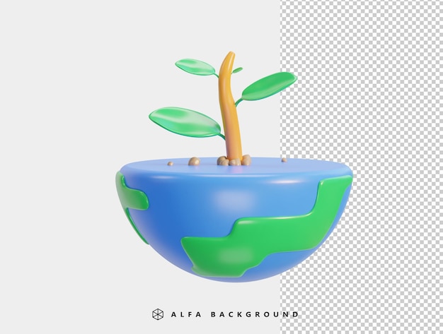 Diseño de concepto 3d del día mundial del medio ambiente Feliz día del medio ambiente 05 de junio Tierra verde con icono 3d