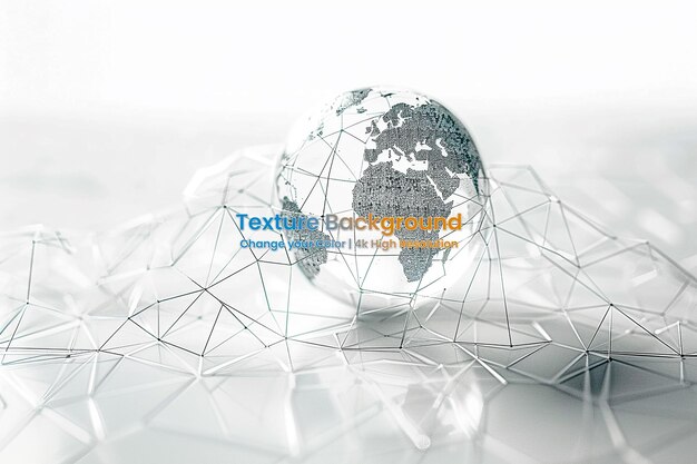 Diseño conceptual de computación en nube y redes globales con globo terrestre y red geométrica