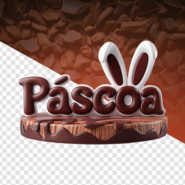 PSD diseño de conejo de pascua de chocolate