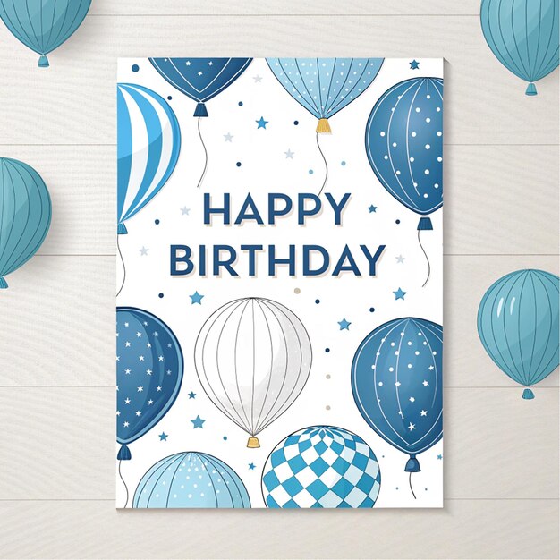 Diseño de conjunto de carteles vectoriales de cumpleaños felices Texto de felicitación de cumpleños con globos coloridos y banderín