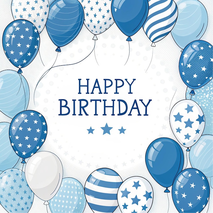 PSD diseño de conjunto de carteles vectoriales de cumpleaños felices texto de felicitación de cumpleños con globos coloridos y banderín