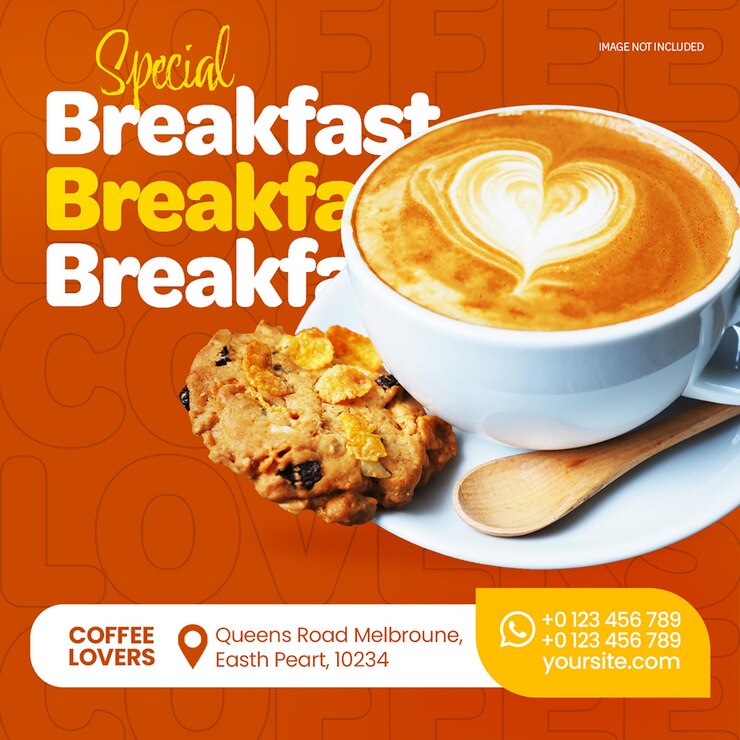 PSD diseño de conjuntos de desayuno psd para redes sociales e plantilla de publicaciones de instagram