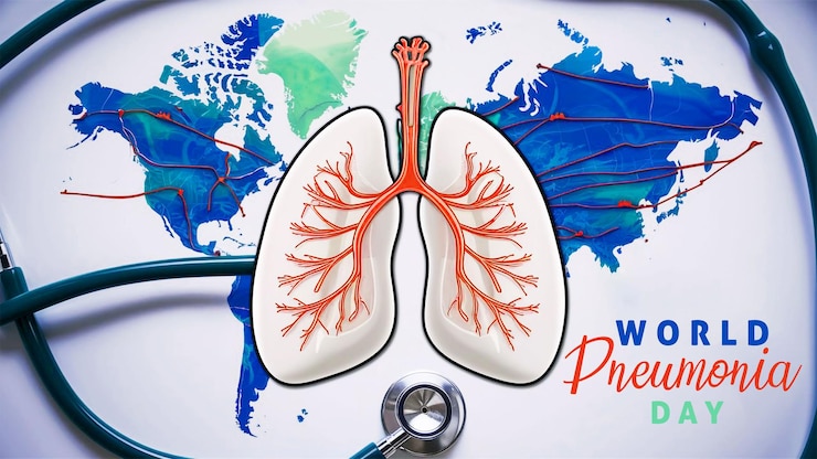 PSD diseño creativo de banderas de fondo para el día mundial de la pneumonía