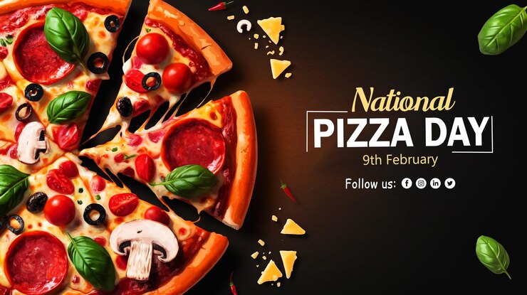 PSD diseño creativo de carteles para la celebración del día nacional de la pizza