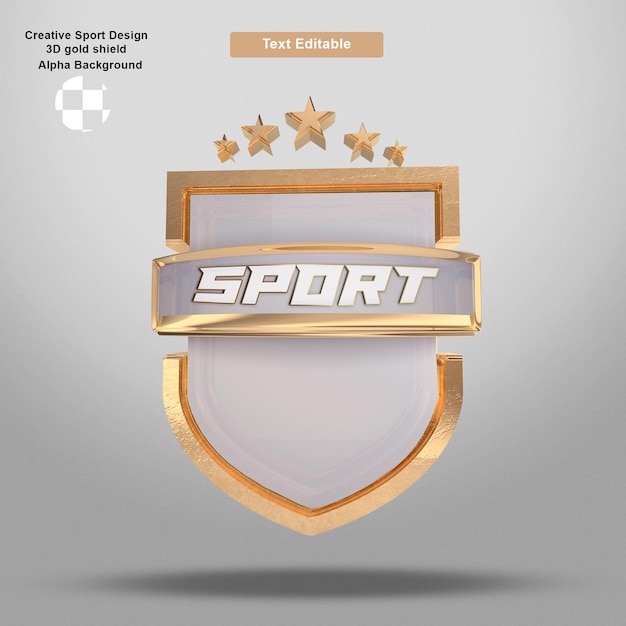 PSD diseño creativo de deporte de escudo de oro 3d.