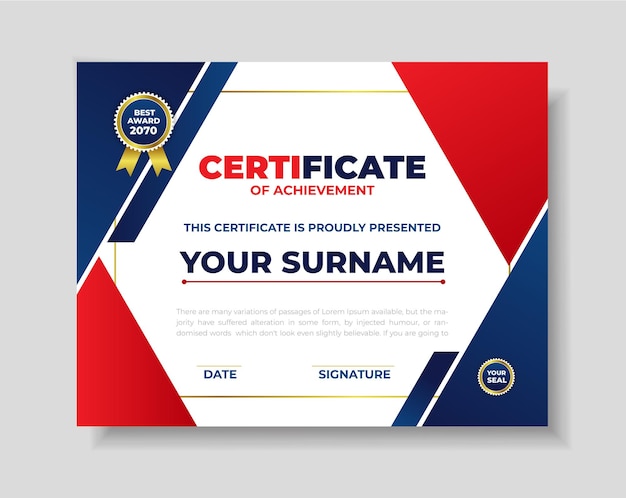 PSD diseño creativo y elegante del certificado