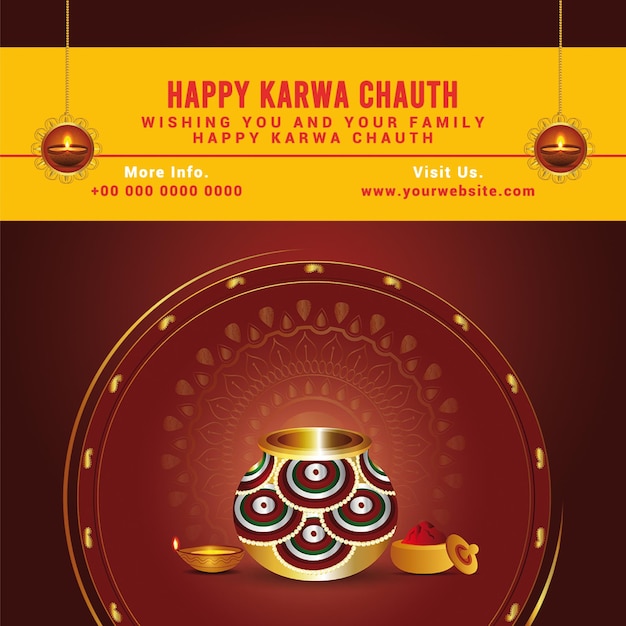 Diseño creativo del festival indio happy karwa chauth.