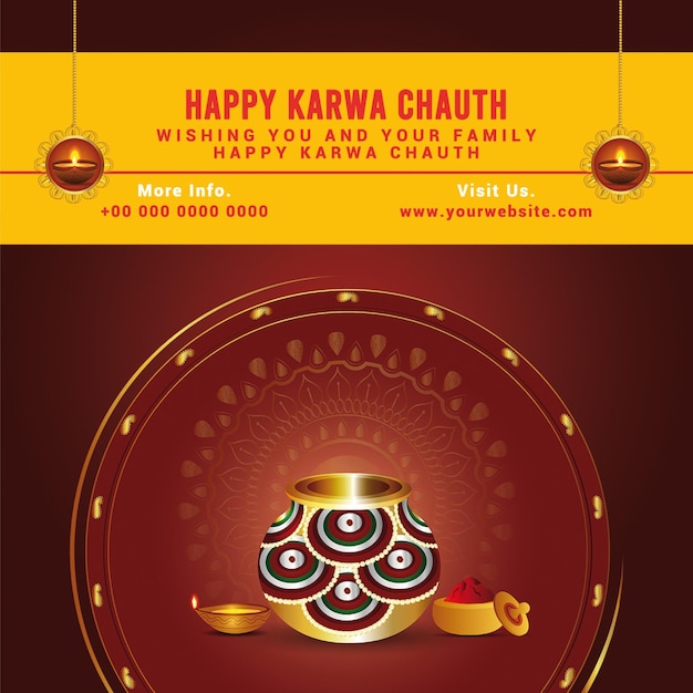 PSD diseño creativo del festival indio happy karwa chauth.