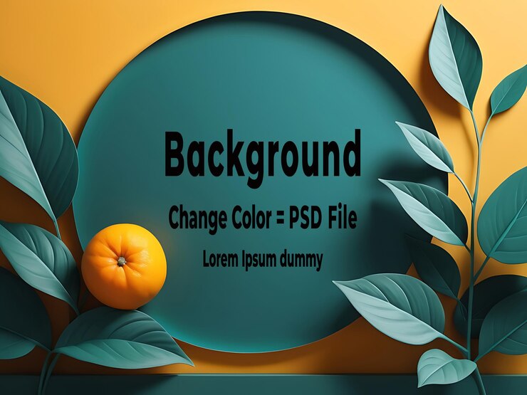 PSD diseño creativo hecho con hojas sobre un fondo naranja brillante
