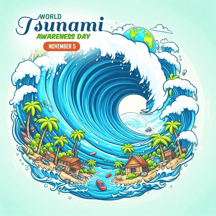 Diseño creativo de pancartas para el Día Mundial de Concienciación sobre los Tsunamis
