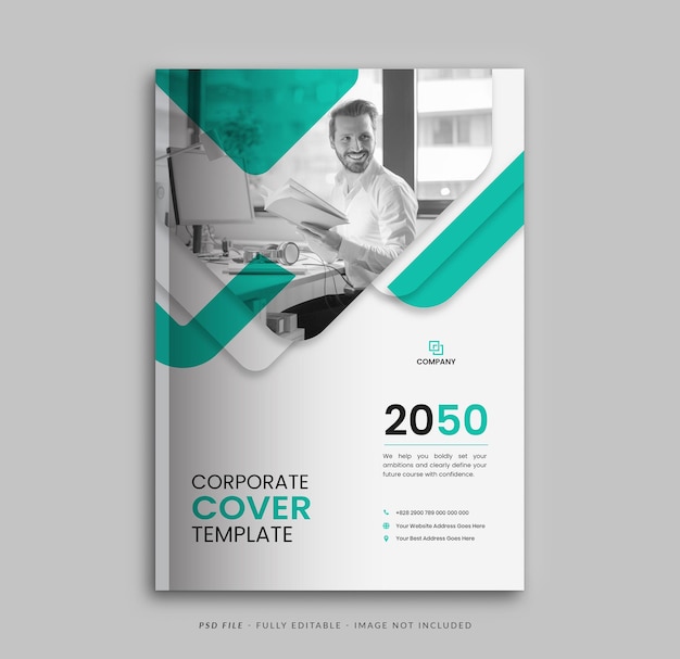 Diseño creativo de la portada del libro corporativo y plantilla de portada del informe anual en tamaño A4 para el diseño del folleto