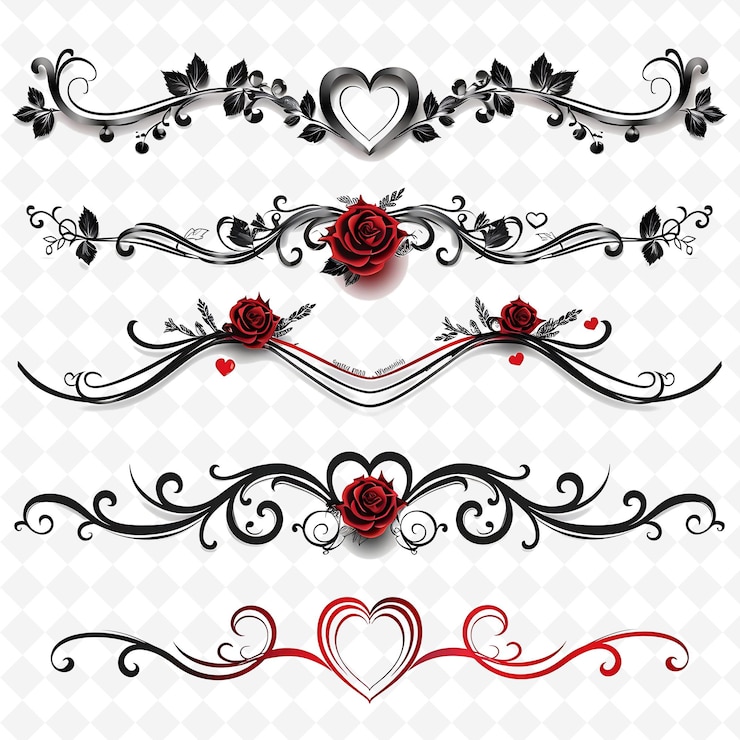 PSD diseño de cuerdas de aniversario con motivos de corazón y diseños artísticos abstractos creativos