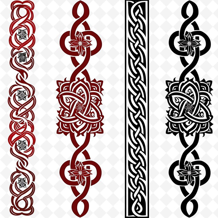 PSD diseño de cuerdas de nudos celtas con motivos de trébol y diseños artísticos abstractos creativos