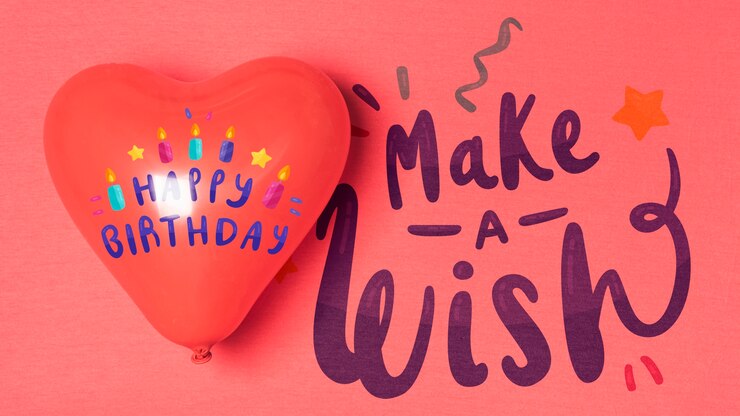 PSD diseño de cumpleaños con globos en forma de corazón