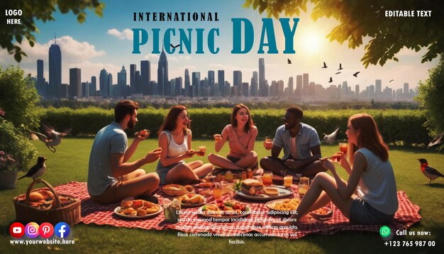 PSD diseño del día internacional de picnic de psd para carteles y pancartas de redes sociales