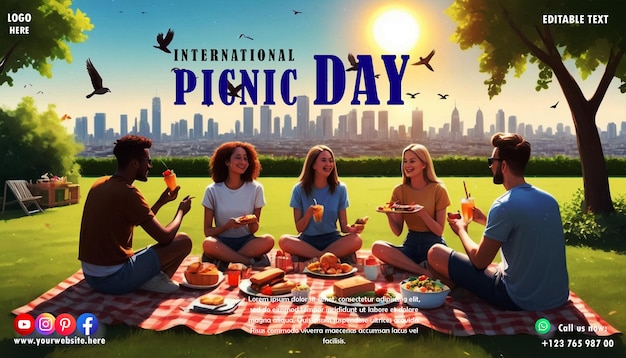 PSD diseño del día internacional de picnic de psd para carteles y pancartas de redes sociales