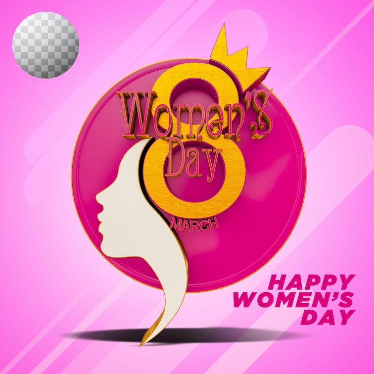 PSD diseño del día de la mujer en 3d con fondo transparente