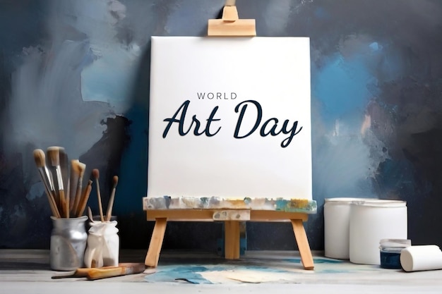 PSD diseño del día mundial del arte con lienzo