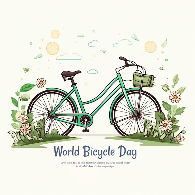 Diseño del día mundial de la bicicleta poster de diseño del feliz día de la bicicletas