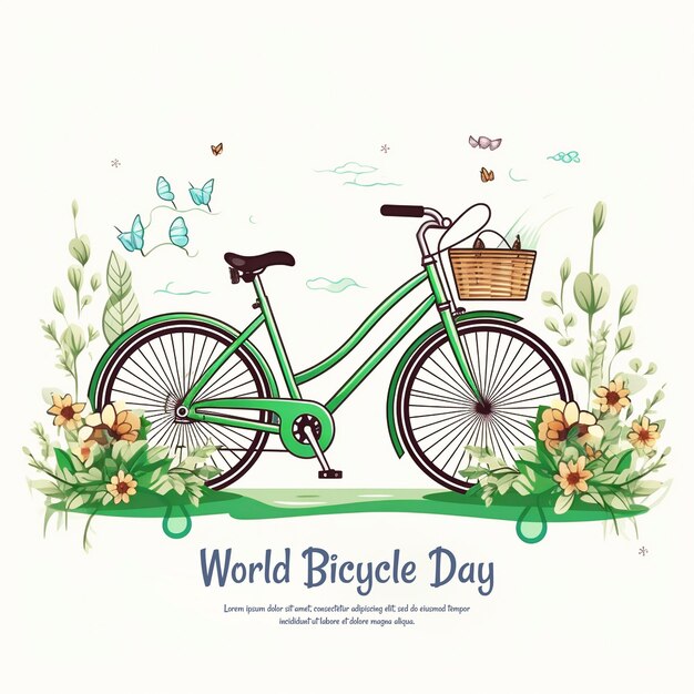 PSD diseño del día mundial de la bicicleta poster de diseño del feliz día de la bicicletas