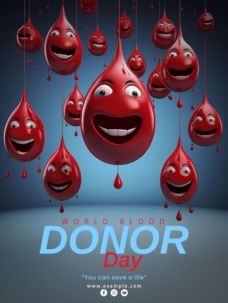 PSD el diseño del día mundial del donante de sangre organiza la campaña de donación de sangre y la ilustración del día mundial del donante de sangre psd