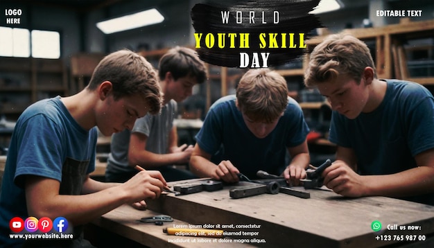 Diseño del día mundial de las habilidades juveniles para carteles y pancartas de las redes sociales