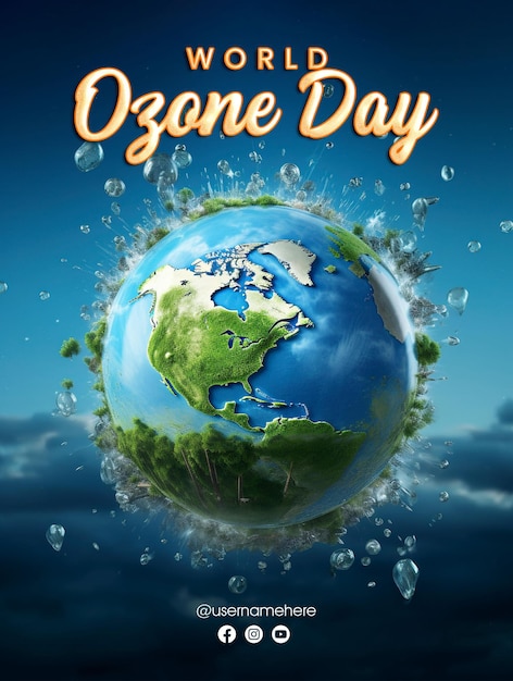PSD diseño del día mundial del ozono con fondo de tierra