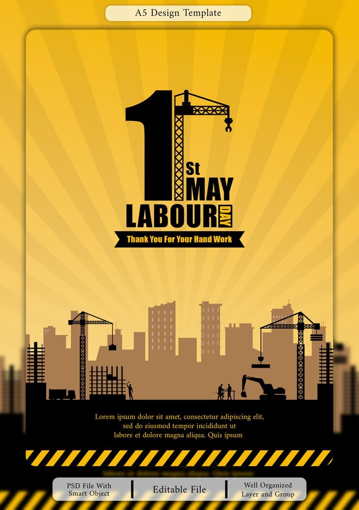 PSD diseño del día del trabajo del 1 de mayo