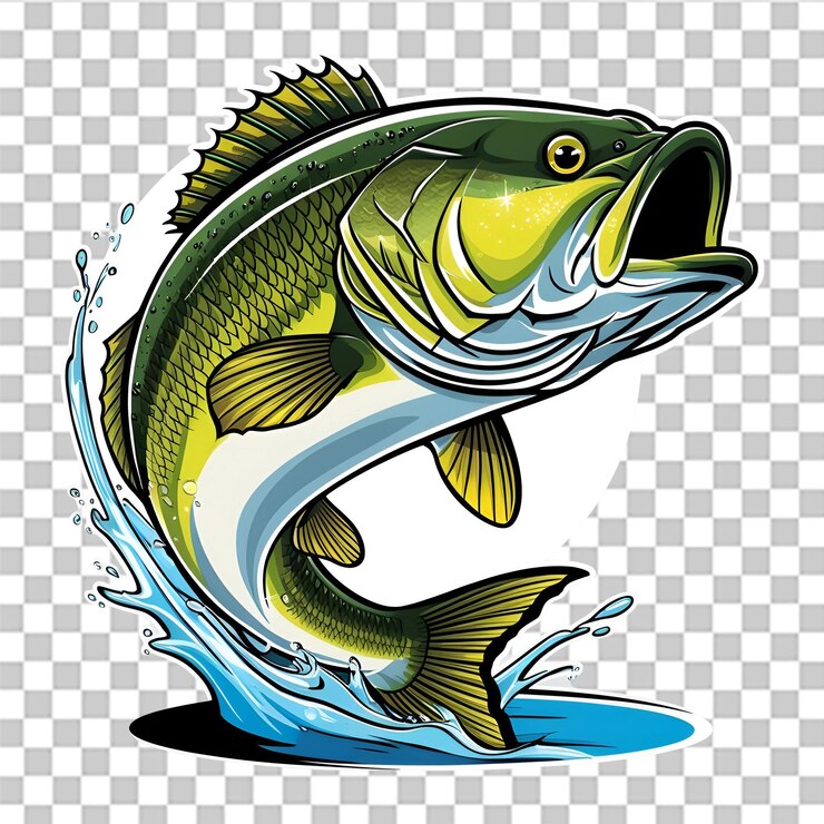 PSD diseño de dibujos animados de big bass fish vector para camiseta perfecto para los entusiastas de la pesca