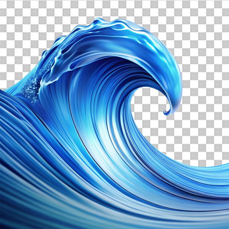 PSD diseño digital de onda azul sobre un fondo transparente