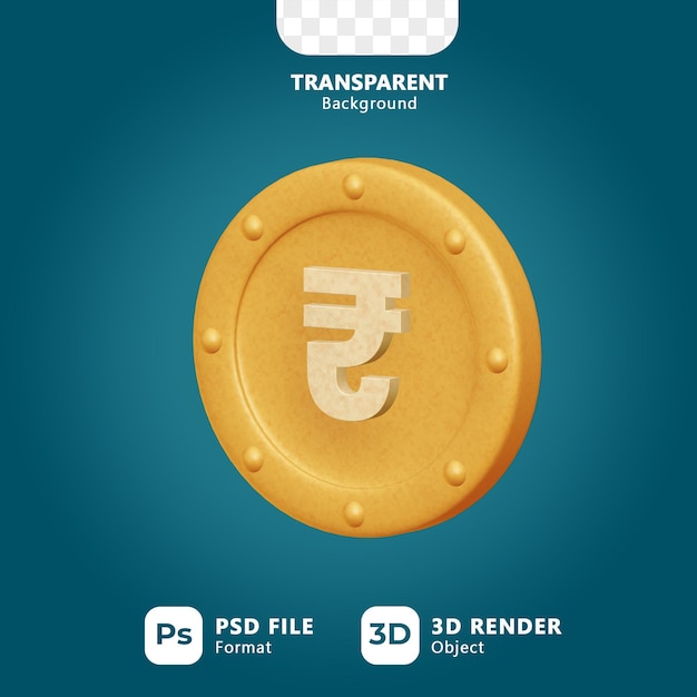 PSD diseño de dinero de moneda de rupia india 3d realista