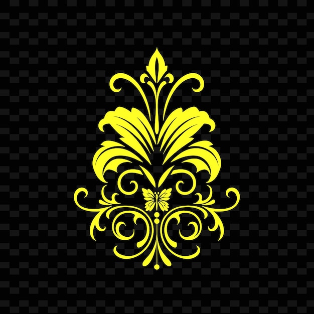 PSD un diseño dorado en un fondo negro con un patrón de una flor