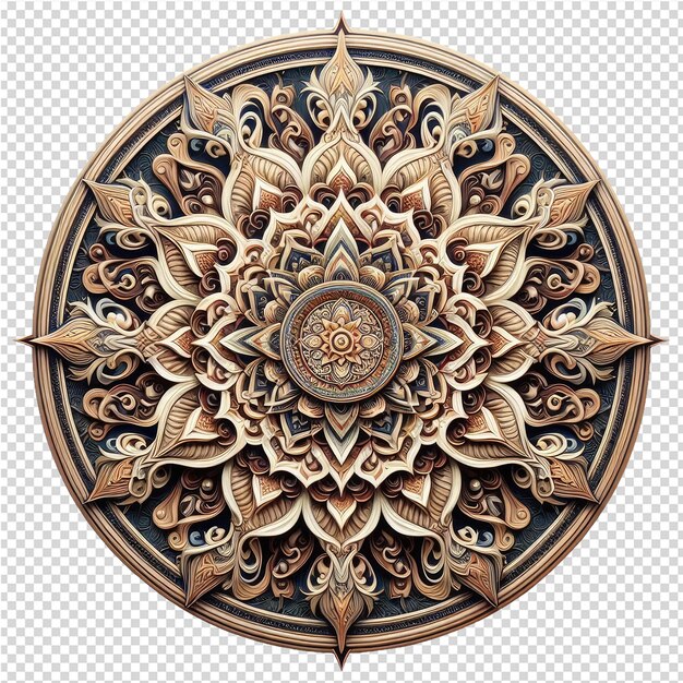 PSD un diseño dorado y marrón de un mandala con una flor de oro en la parte superior